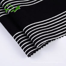 White black stripe printed viscose rayon crepe fabric